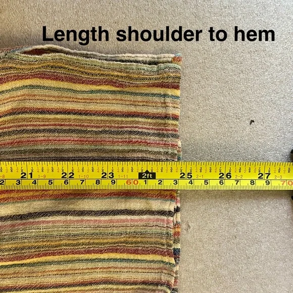 Tibet Souvenirs Colorful Striped Long Sleeve Collared Tunic Shirt - Picture 7 of 9